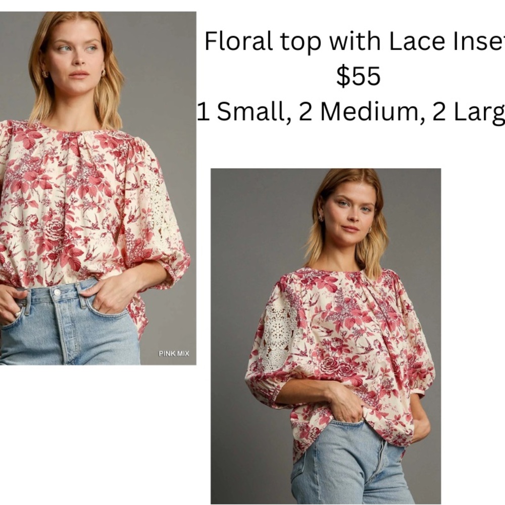 Red and Pink Boxy Blouse with Relaxed Sleeves